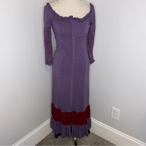 Nuvula Spanish style purple & burgundy knit bodycon maxi dress size Medium